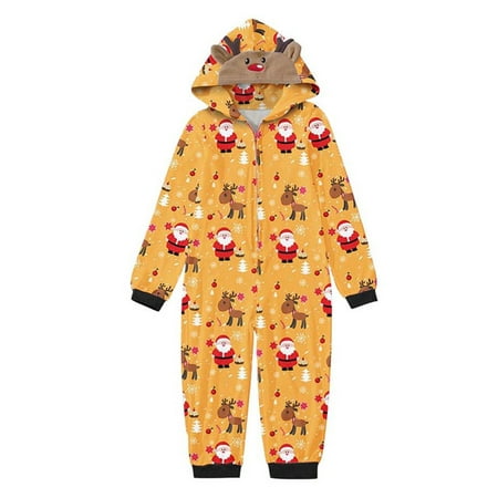 

Amuver Family Matching Christmas Jumpsuits Pajamas Letter/Santa/Tree/Print Hooded Long Sleeve Playsuits Autumn Zipper Long Rompers