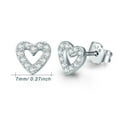 thumbnail image 3 of Cuoka Heart Stud Earrings 925 Sterling Silver Halo Cubic Zirconia Stud for Women 18K White Gold Plated Fashion Jewelry Birthday Valentine's Day Gift for Sensitive Ears, 3 of 7