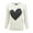 Oatmeal/Black, variant on YEMAK Women's Love Heart Chenille Crewneck 3/4 Sleeve Casual Pullover Sweater MK3595-OAT/BLK-L