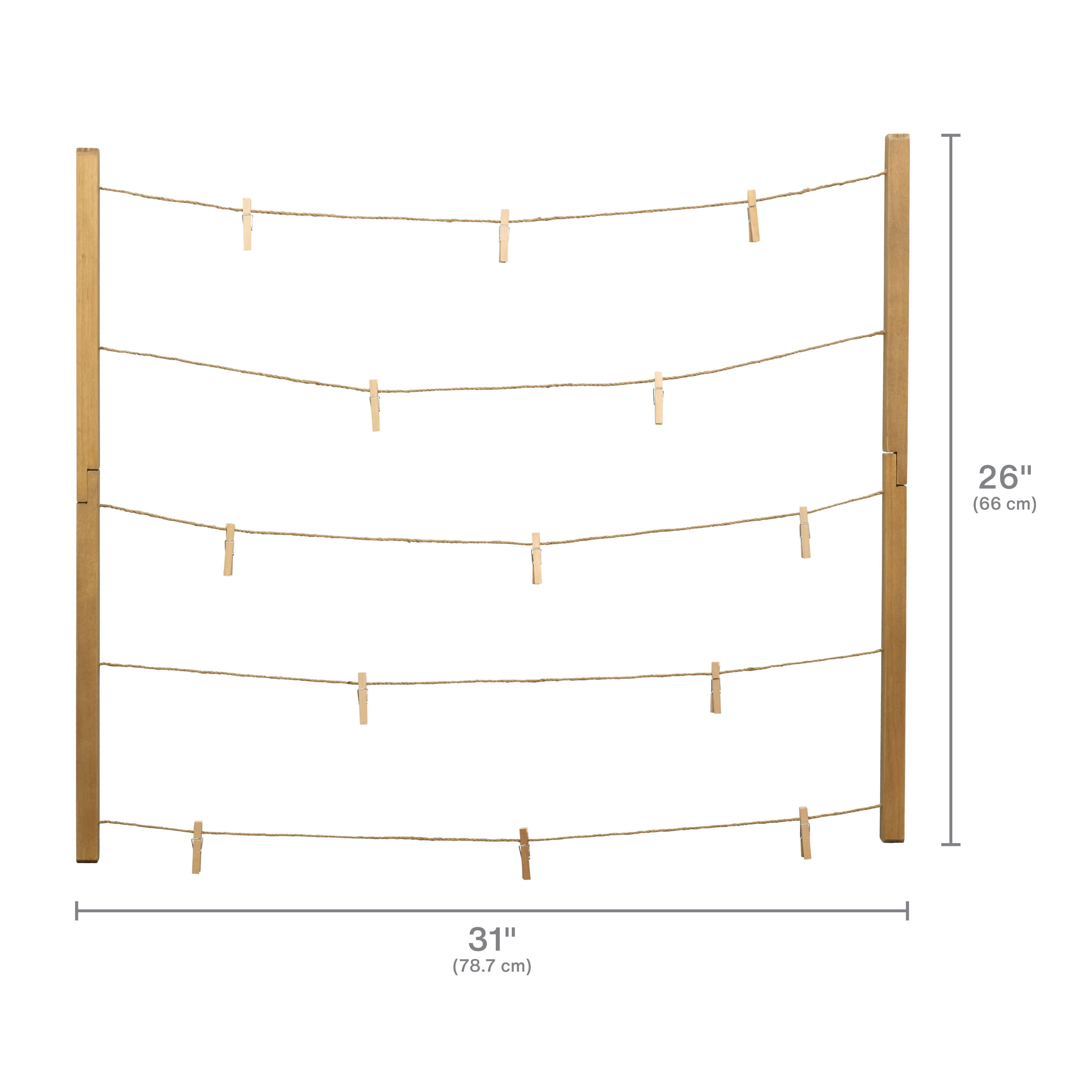 Melannco 31-inch by 26-inch MDF 30 Clip String Collage in Natural