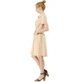 thumbnail image 5 of INSPIRE CHIC Women's Fit and Flare Collar Pocket Elastic Waist Mini Dress M Beige, 5 of 9