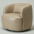 thumbnail image 3 of 34" Wide Swivel Faux Leather Armchair No Assembly Upholstered PU Leather Swivel Accent Chairs with Toss Pillow for Living Room Office Lounge (Khaki, Single), 3 of 15