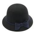 thumbnail image 1 of Haut Rond Nœud Papillon Automne et Hiver pour Femmes Chapeau de Pêcheur Décontracté Petit Chapeau Melon, 1 of 3