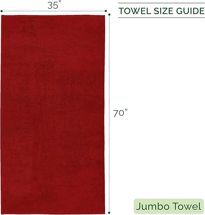 Elegant Comfort Turkish Cotton Jumbo Bath Towel, 1-Piece, 35" x 70", Highly Absorbent - Soft Bathroom Towel, Burgundy