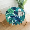 thumbnail image 2 of Tropical Tablecloth Round 60 Inches for Summer Green Hawaiian Palm Leaf Round Tablecloth Polyester Washable Circle Table Cover Table Cloth for Kitchen Dining Room Picnic Patio Wedding Party, 2 of 6