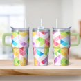 thumbnail image 2 of Insulated 20oz Geometric Textured Tumbler with Handle, Stainless Steel Double Wall Travel Coffee Mug Leak Proof Design, 2 of 5