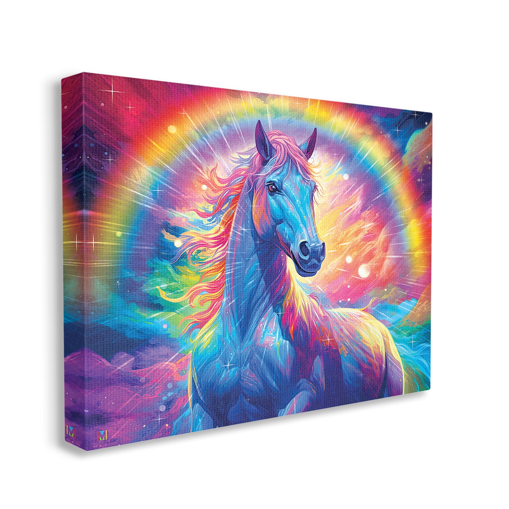 Stupell Industries Vivid Rainbow Horse Animals & Insects Painting Gallery Wrapped Canvas Art Print Wall Art, 48 x 36