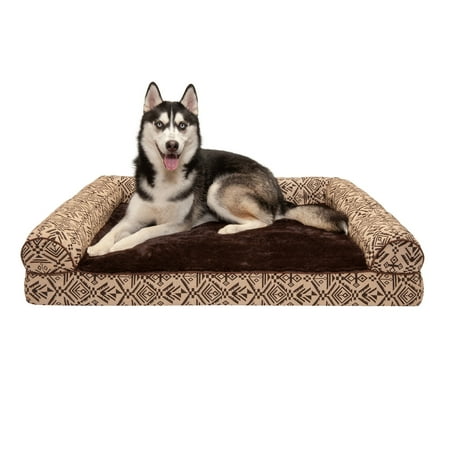 UPC: 0842229118988 | FurHaven Pet Products Southwest Kilim Sofa-Style Orthopedic Pet Bed for Dogs & Cats – Desert Brown Jumbo