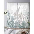 thumbnail image 2 of Retro Floral Botanical Sheer Curtains for Living Room Bedroom Watercolor Flower Sheer Curtains 108 Inch Long 2 Panels Set Light Filtering Curtain Window Treatments Drapes for Dining Room, 2 of 6