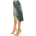thumbnail image 4 of Be-Girl Women's Distressed Denim Midi Skirt,Mid-Rise with Frayed Hem and Ripped - SG-79149, 4 of 5