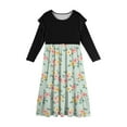 thumbnail image 5 of Abcomgle Girls Maxi Dresses 7-8 Casual Patchwork Ruffle Long Sleeve Maxi Dress Floral Print Crew Neck Sundresses Tiered Dresses with Pockets,7-8 Years Light Green, 5 of 5