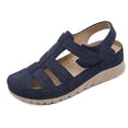 thumbnail image 2 of Sandalias de mujer suaves y cómodas con cuña calada de color sólido de verano para mujer Wmkox8yii  sa1657, 2 of 9