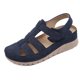 thumbnail image 2 of Sandalias de mujer suaves y cómodas con cuña calada de color sólido de verano para mujer Wmkox8yii  sa1651, 2 of 9