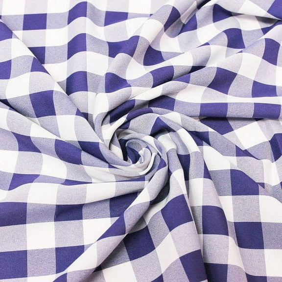 Royal Big Checkered Gingham Poly Poplin Woven Fabric by the Yard
