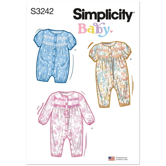 Simplicity Sewing Pattern 3242 Jumpsuits for Baby - Intermediate