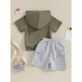 thumbnail image 5 of Suealasg Toddler Baby Boys 2PCS Summer Outfits 6M 12M 18M 24M 3T Kids Boys Clothes Short Sleeve Hooded Tops and Elastic Waist Shorts Sets, 5 of 9