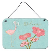 Carolines Treasures BB8532DS812 Flamingo Welcome Wall or Door Hanging Prints  8x12 multicolor
