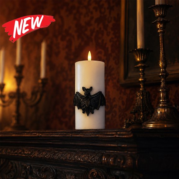 Halloween Decorations Savings, Tarmeek Halloween Flameless Candle Bat Decoration Ornament Resin Craft Figurine LED Ambient Lighting Indoor Tabletop Display Gothic Home Accent