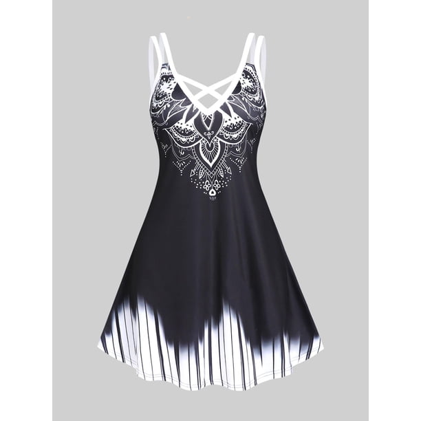 Vestido Talla Extra Borde Cruzado Estampado Rosegal Vestidos casuales de talla grande