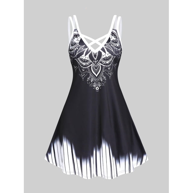 Vestido Talla Extra Borde Cruzado Estampado Rosegal Vestidos casuales de talla grande