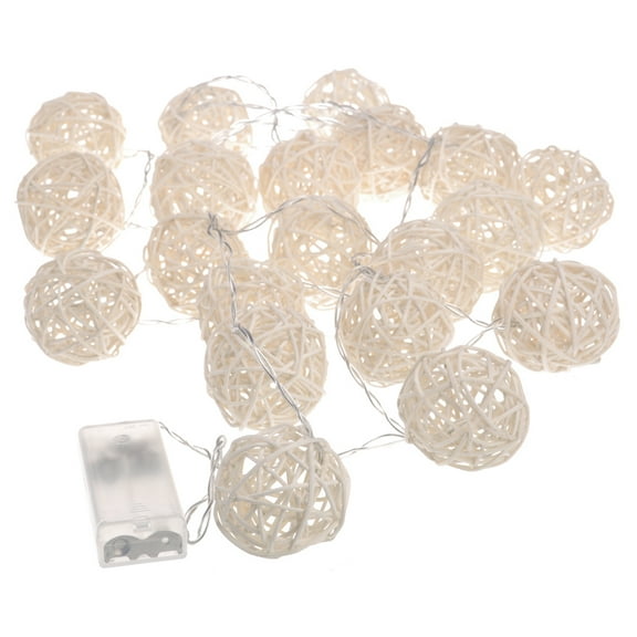 OFFIGAM Rattan String Lights, Yellow LED Decorative Lights, 20 Battery Operated Bulbs for Indoor Outdoor Use