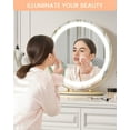thumbnail image 4 of GAOMON 19" Round Makeup Mirror with Freestanding Table Mount, Dimmable LED Lights, Gold, 4 of 10