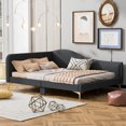 thumbnail image 2 of Full Size Upholstered Daybed for Kids and Adults, Twin Daybed with Headboard and Armrest, Support Legs,Gray, 2 of 10