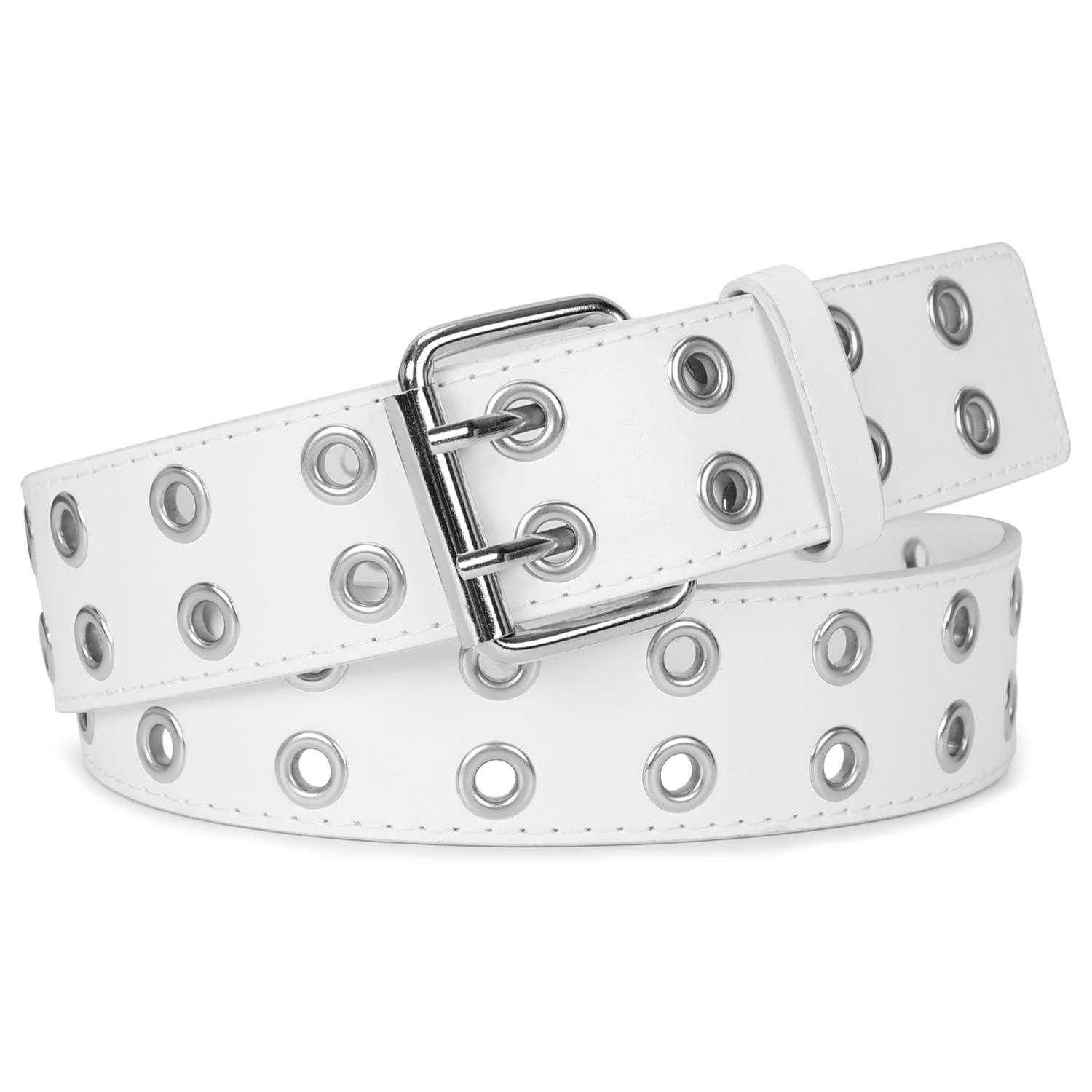 Cinturón Punk Y2K Para Mujeres Y Hombres, Cinturón De Metal Plateado Con Ojales, Cinturón De Cuero, Remaches Ajustable, Cinturón De Cincha Ajustable, Cinturón De Remache De Hip Hop, Negro