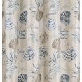 thumbnail image 2 of Serafina Home Navy Blue Taupe White Fabric Shower Curtain for Bathroom: Tropical Coastal Shells Coral Design, 2 of 2