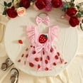 thumbnail image 2 of Sopiago Baby Girl Clothes Summer Outfit Newborn Strawberry Bow Ruffle Sleeveless Tulle Romper Dress Cute Infant Onesie Pink,3-6 Months, 2 of 6