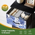 thumbnail image 5 of 4 Drawer Vertical Storage Dresser Decorative blue flowers Ethnic Oriental with Wood Top Fabric Pull Drawers, 5 of 8