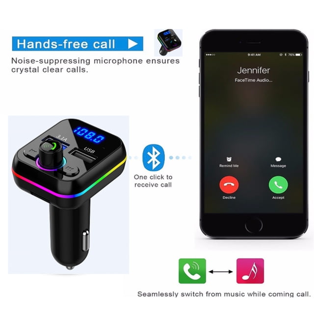 Binmer M34 Voiture MP3 FM Émetteur Bluetooth Chargeur de Voiture Bluetooth
