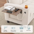 thumbnail image 5 of LINSY HOME 83" Modular Sectional Sofa with Pull Out Bed, Foldable Side Table & Storage Chaise, 3-Seat L Shape Couch with USB Charging for Living Room, Chenille Beige, 5 of 11