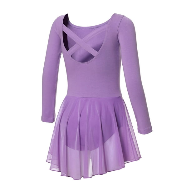 DIPUG Ballet Leotards for Girls Ballet Leotard with Skirt Toddler Long