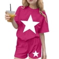 thumbnail image 2 of Amidoa Girls Summer 2 Piece Outfits Floral Cute Short Sleeve and Casual Shorts Kids Clothing Set Hot Pink Size 6, 2 of 8