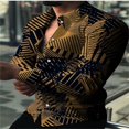 thumbnail image 1 of Ropa de fiesta de graduación para hombre, diseño de moda, con cuello alto, estampado geométrico colorido hawaiano, manga larga, color rojo zafiro, 1 of 6