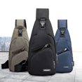 thumbnail image 4 of Moyic Bolsa de pecho impermeable de gran capacidad de nailon con carga USB, textura , durabilidad del hombro Electrónica Negro, 4 of 6