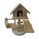 thumbnail image 1 of Wood Hamster House Hut con escalera fácil Asamblea de bricolaje para mascotas para mascotas para mascotas para ratones sirios ratas loros pequeños, 1 of 9
