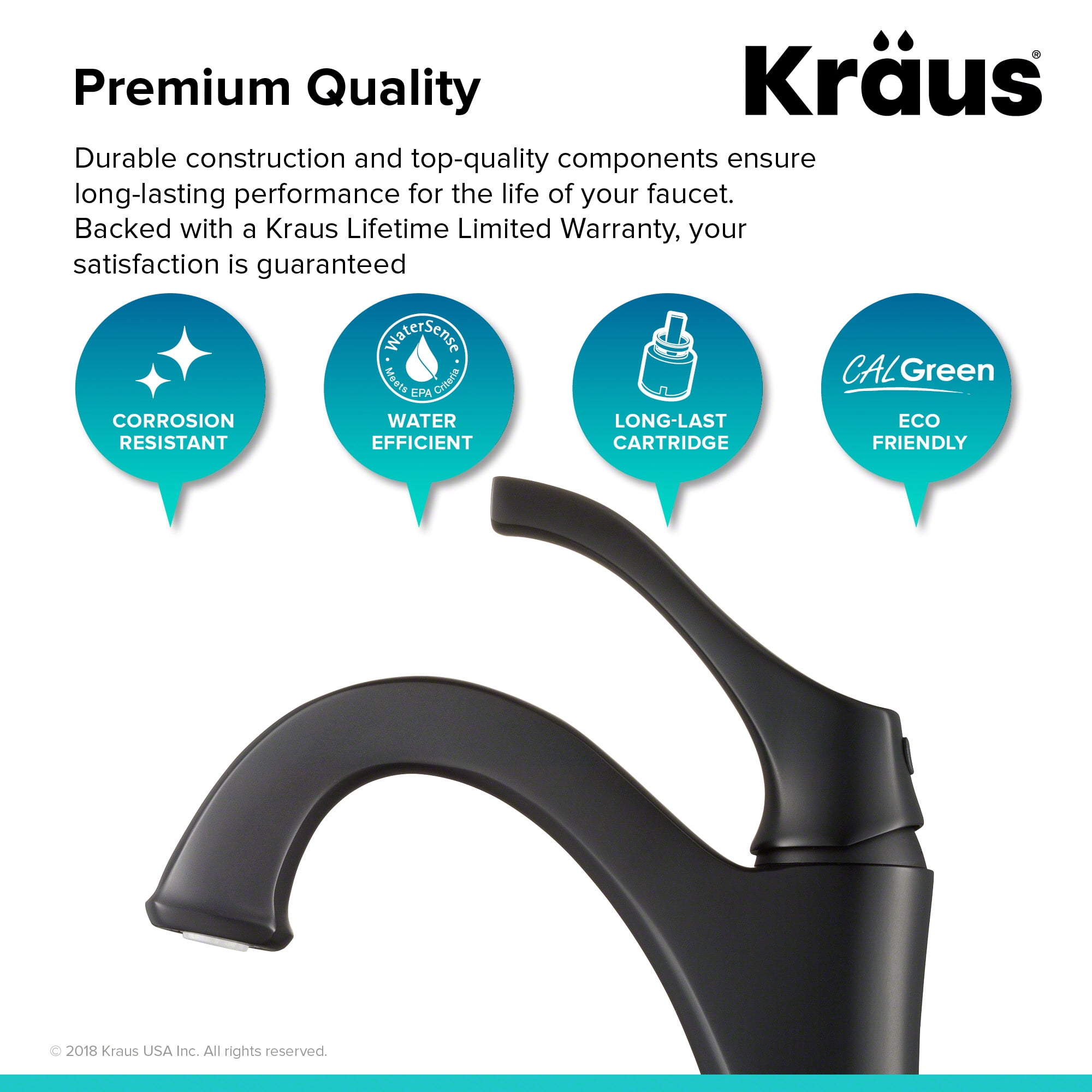 KRAUS Arlo Matte Black Single Handle Basin Bathroom Faucet with Lift Rod Drain and Deck Plate (2-Pack)