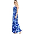 thumbnail image 2 of HAPPY BAY Women's Summer A-Line Maxi Smocked Top Slit Dress Long Beach Bohemian Strapless Tube Dresses for Women One Size Sapphire, Floral, 2 of 4