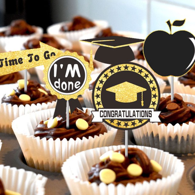 Oleegame 1PC 2023 Season Of Graduation Party Party Cake Insert Book Doctor Hat Cake Decorative Cake Insert Black