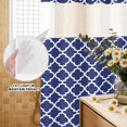 thumbnail image 2 of No Hook Shower Curtain with Built-in Rings - Navy Lake Blue Morocco Washable Waterproof Fabric Bathroom Curtains for Hotel,Rentals, 60 X 72 Inch Long , Minimalist Geometric Pattern, 2 of 9