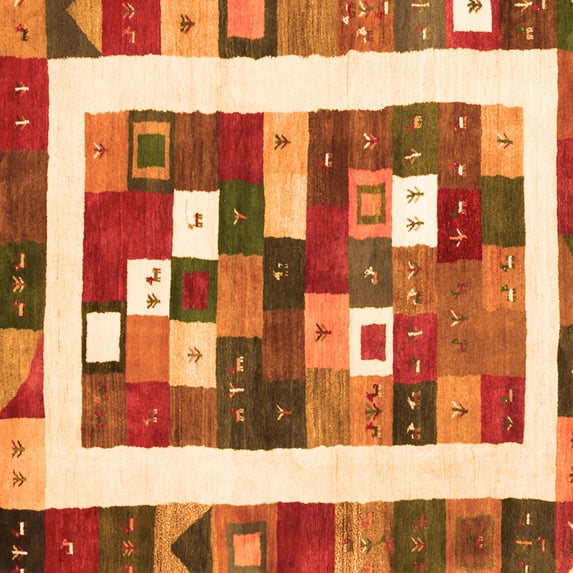 Ahgly Company Indoor Square Abstract Orange Contemporary Area Rugs, 6' Square