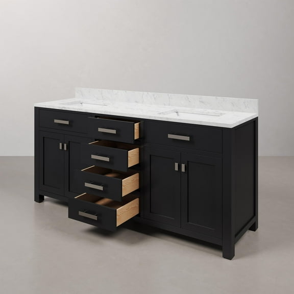 Water Creation Madison 72" Hardwood Double Bathroom Vanity in Espresso