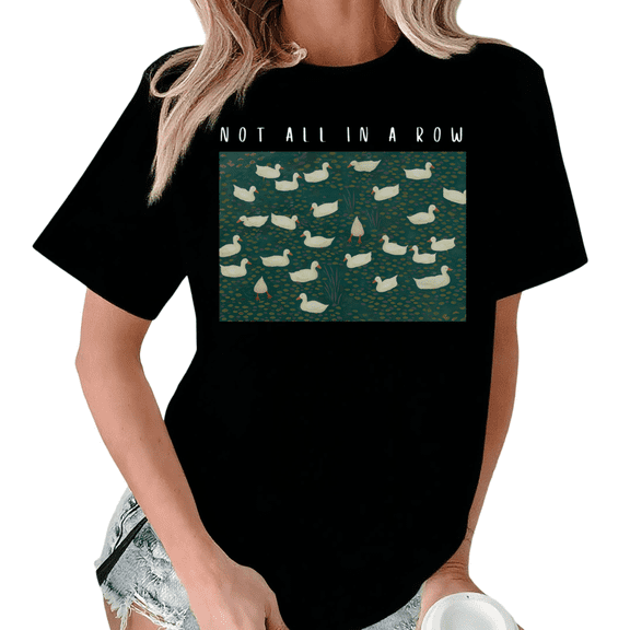 Black S-5XL Duck Pattern Print Tshirts Funny Animal Streetwear Graphic Tee Advanced Tops