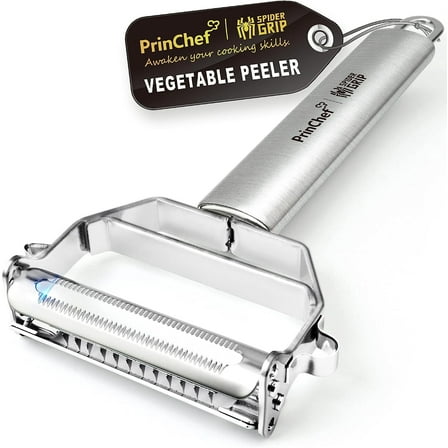 PrinChef Heavy Duty Vegetable Peeler, 3 in 1 Versatile Y Potato Peeler for Kitchen -Ultra Sharp Julienne Peeler with Anti-Slip Handle |Stainless Steel No-Rust Veggie Peeler