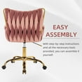 thumbnail image 4 of Westice Velvet Desk Chair, Home Office Gold Comfy Chair with Hand Woven High Back, Height Adjustable Swivel Chair with Comfy Upholster for Makeup Vanity Living Room Bedroom, Rose Red, 4 of 9