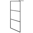thumbnail image 3 of vidaXL Walk-in Shower Wall with Shelf Black 35.4"x76.8" ESG Glass&Aluminum, 3 of 9