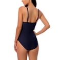 thumbnail image 3 of Csndyce Women's Plunge One Piece Swimsuits Lace-up V Neck Halter Bathing Suits Padded Swimwear, 3 of 7