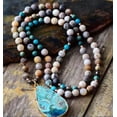 thumbnail image 1 of Pulsera de amatista turquesa blanca de moda europea y americana, collar con colgante de loto de 108 cuentas, 1 of 5